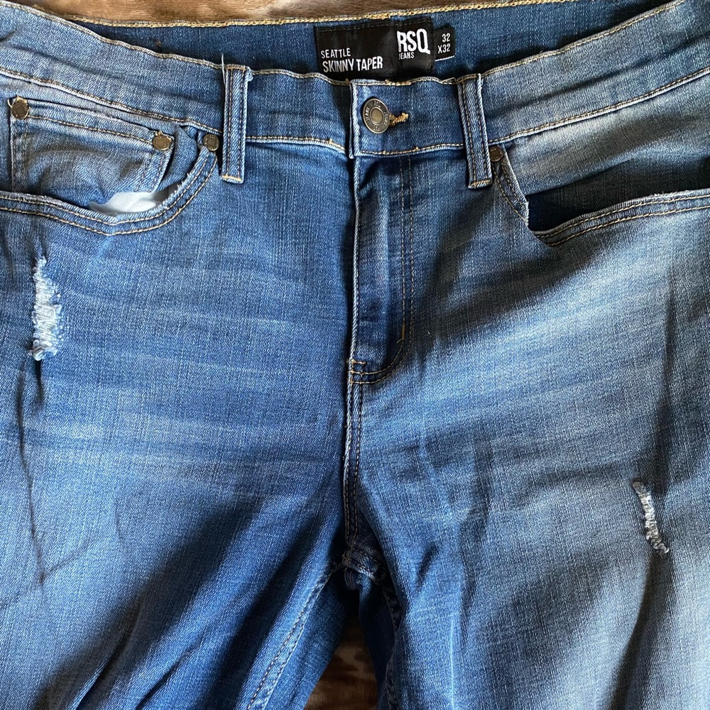 RSQ Mens Jeans 32x32 Seattle Skinny Tapered Blue Denim - Picture 3 of 8